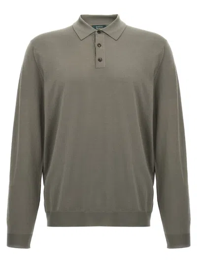 Zanone Wool Polo Shirt In Black