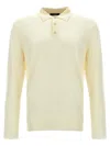 Zanone Wool Knit Polo Shirt With Classic Collar And Button Placket In White