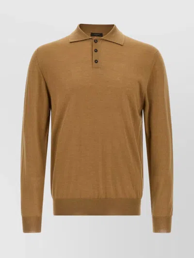 ZANONE WOOL POLO SHIRT WITH RIBBED COLLAR