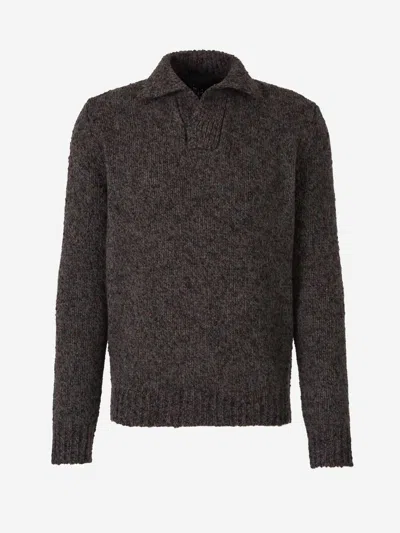 Zanone Wool Polo Sweater In Offers A Relaxed Silhouette