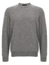 Zanone Crew Neck Wool Sweater With Ribbed Cuffs In Gray