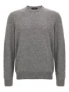 Zanone Crew Neck Wool Sweater With Ribbed Cuffs In Gray
