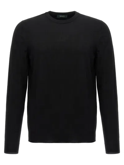 Zanone Cotton Sweater In Black