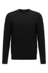 Zanone Crew Neck Wool Sweater With Ribbed Finish In Black
