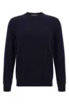 Zanone Crew Neck Wool Sweater With Ribbed Cuffs In Blue