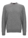 Zanone Crew Neck Wool Sweater With Ribbed Cuffs In Gray