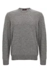 Zanone Crew Neck Wool Sweater With Ribbed Cuffs In Gray