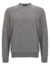 Zanone Crew Neck Wool Sweater With Ribbed Cuffs In Gray