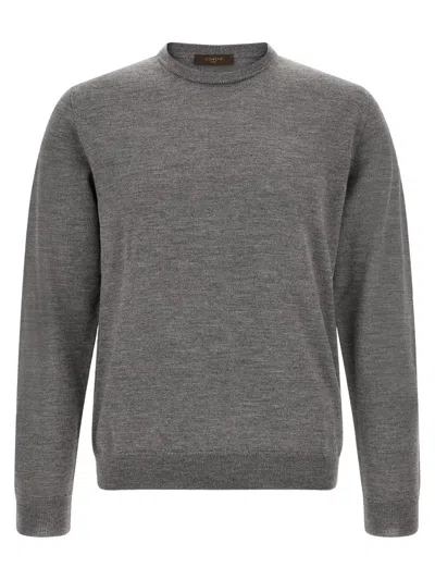 Zanone Waffle-knit Crew-neck Sweater In White