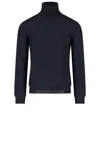 Zanone Turtleneck Sweater With Ribbed Cuffs And Hem In Blue