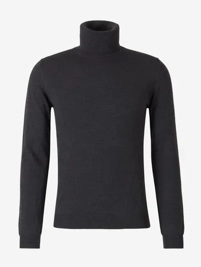 Zanone Wool Turtleneck Sweater In Blue