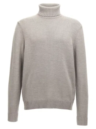 Zanone Wool Turtleneck Sweater In Beige