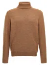 Zanone Wool Turtleneck Sweater In Brown