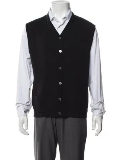 Pre-owned Zanone Wool V-neck Cardigan In Black