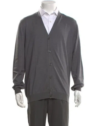 Pre-owned Zanone Wool V-neck Cardigan In Grey