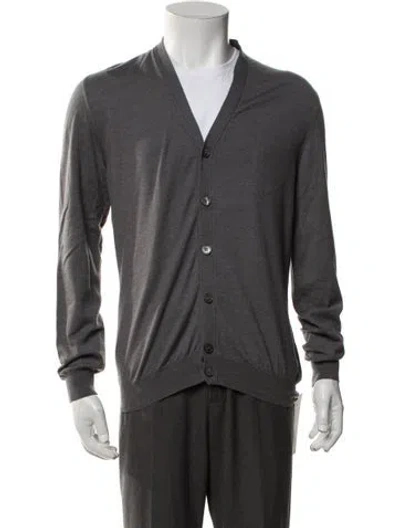 Pre-owned Zanone Wool V-neck Cardigan In Grey