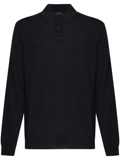 Zanone Ribbed Cuffs And Hem Polo Shirt In Blue