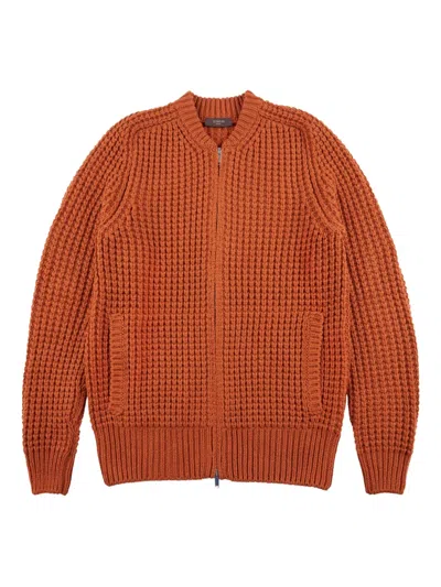 Zanone Zip-up Cardigan In Orange