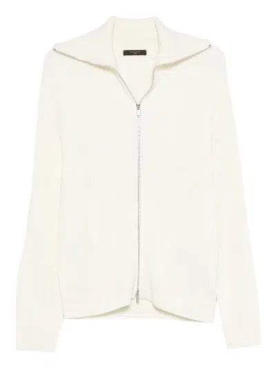 Zanone Zip-up Sweater In White