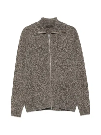 Zanone Zip-up Marl-knit Cardigan In Gray