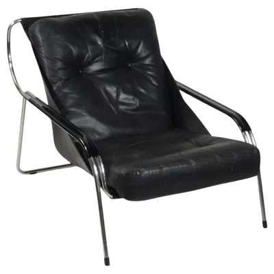 Pre-owned Zanotta 1970 Maggiolina Marco Zanuso  Design Black Leather First Edition Armchair