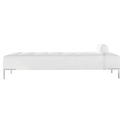 Pre-owned Zanotta Alfa Day Bed In White Leather With Steel Frame By Emaf Progetti