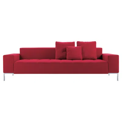 Pre-owned Zanotta Alfa Monobloc Sofa In Teolo Red Fabric By Emaf Progetti