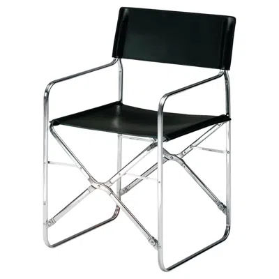 Pre-owned Zanotta April Folding Chair In Vip Seat And Stainless Steel Frame By Gae Aulenti In Black