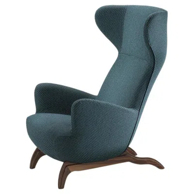 Pre-owned Zanotta Ardea Cm Armchair In Green Regola Upholstery With Canaletto Walnut