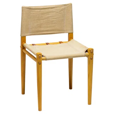 Pre-owned Zanotta Ash + Canvas Side Chair — Italian Mid-century Modern, Functional Vintage In Brown
