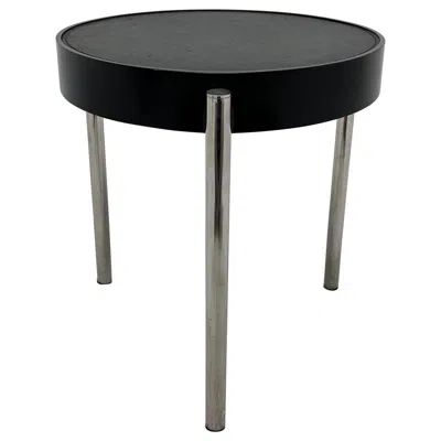 Pre-owned Zanotta Brighella Black Leather And Chrome Side Table For , Historical Archive