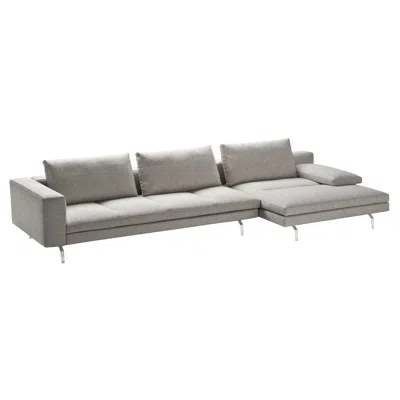Pre-owned Zanotta Bruce Sectional Sofa In Grey Upholstery With Polished Aluminum Frame In Gray