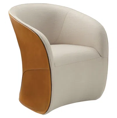 Pre-owned Zanotta Calla Armchair In Beige And Brown Upholstery With Steel Frame