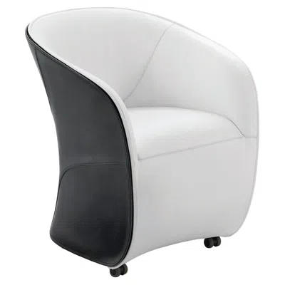 Pre-owned Zanotta Calla Armchair In White And Black Upholstery With Steel Frame
