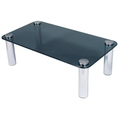 Pre-owned Zanotta Coffee Center Table By Marco Zanuso For  Chrome And Smoked Glass In Blue