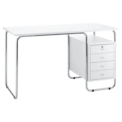 Pre-owned Zanotta Comacina Writing Desk In White Top & Stainless Steel By Piero Bottoni