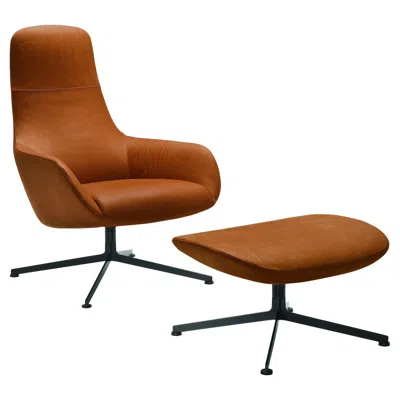 Pre-owned Zanotta Customizable  Swivel Kent Lounge Chair By Ludovica+roberto Palomba In Brown