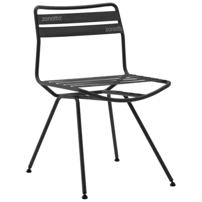 Pre-owned Zanotta Dan Chair In Anthracite Elastic Seat & Back With Matt Black Steel Frame