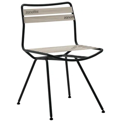 Pre-owned Zanotta Dan Chair In String Elastic Seat & Back With Matt Black Steel Frame