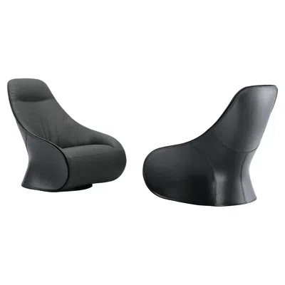 Pre-owned Zanotta Derby Armchair With Pouf In Black Upholstery By Noé Duchaufour Lawrance