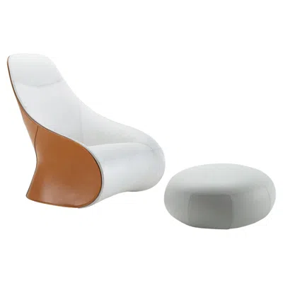 Pre-owned Zanotta Derby Armchair With Pouf In White Upholstery By Noé Duchaufour Lawrance