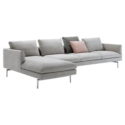 Pre-owned Zanotta Flamingo Sectional Sofa In Vale Upholstery With Polished Aluminum Frame In Gray