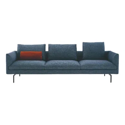 Pre-owned Zanotta Flamingo Three Seater Sofa In Blue Upholstery With Black Aluminum Frame