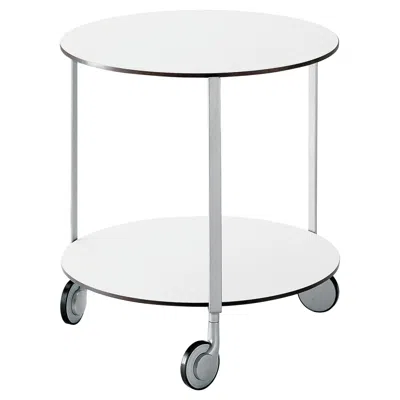 Pre-owned Zanotta Giro' Castor-mounted Small Table With White Plastic Top By Anna Deplano