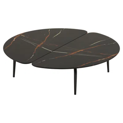 Pre-owned Zanotta Graphium Small Table In Sahara Noir Marble Top With Black Steel Frame