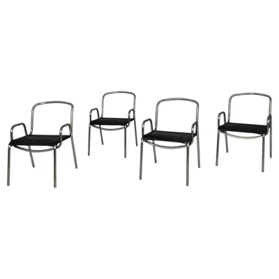Pre-owned Zanotta Italian Modern Chairs Castiglia By Achille Castiglioni For , 1960s In Black