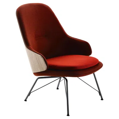 Pre-owned Zanotta Judy Armchair In Red Upholstery With Black Painted Steel Frame