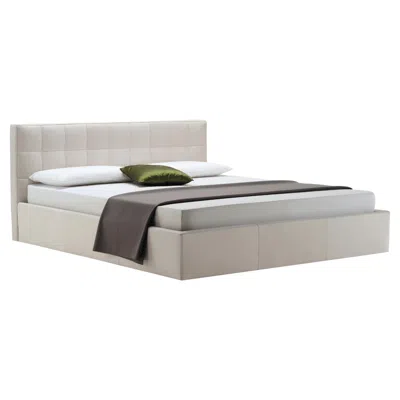 Pre-owned Zanotta King Size Box Bed With Container Unit In Beige Upholstery & Steel Frame In Brown