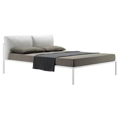 Pre-owned Zanotta King Size Nyx Bed In White Fabric With White Painted Steel Frame