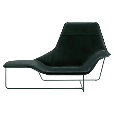 Pre-owned Zanotta Lama Lounge Chair In Black Leather With Graphite Steel Frame